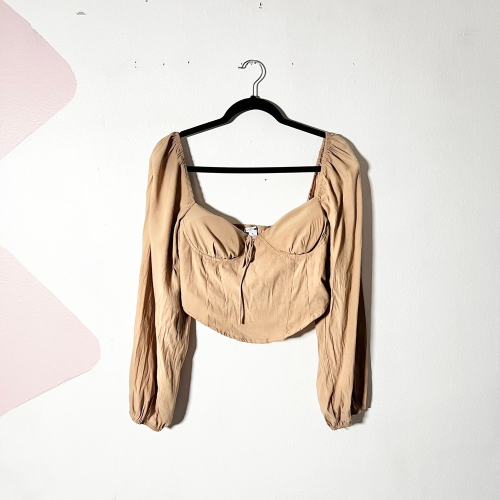 Fashion Nova Corset Top Large Tan Romantic Renaissance Cottagecore